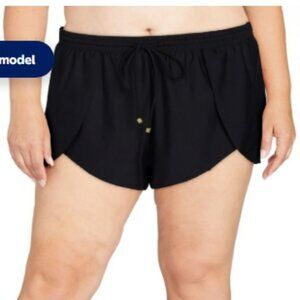 NEW Time Tru Flowy Swim Shorts Sz 1X 16W 18W Black NWT